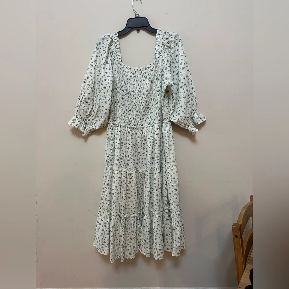 Ivy City Co. Madeline Dress 1X – Floral Smocked Puff Sleeve Midi NWT Retail $158 - Picture 10 of 10